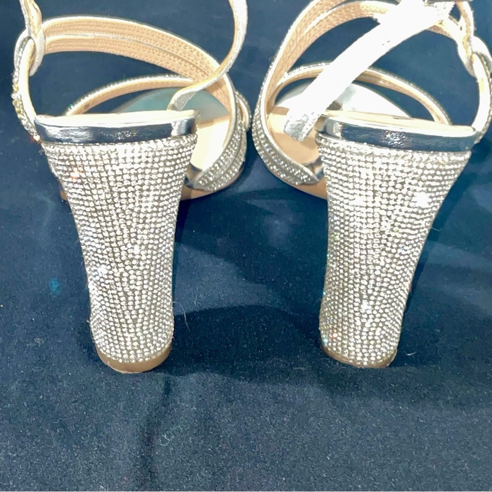 Touch of Nina Sabetha Sparkling Rhinestone Silver Heel Sandal. Sexy,Bridal - Picture 7 of 16